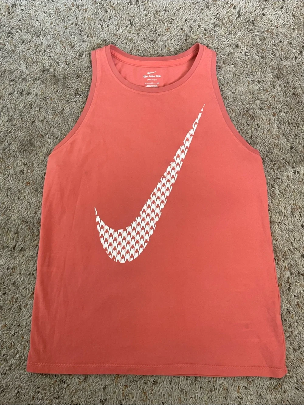 Nike Coral-Red Sleeveless Tank with White Logo